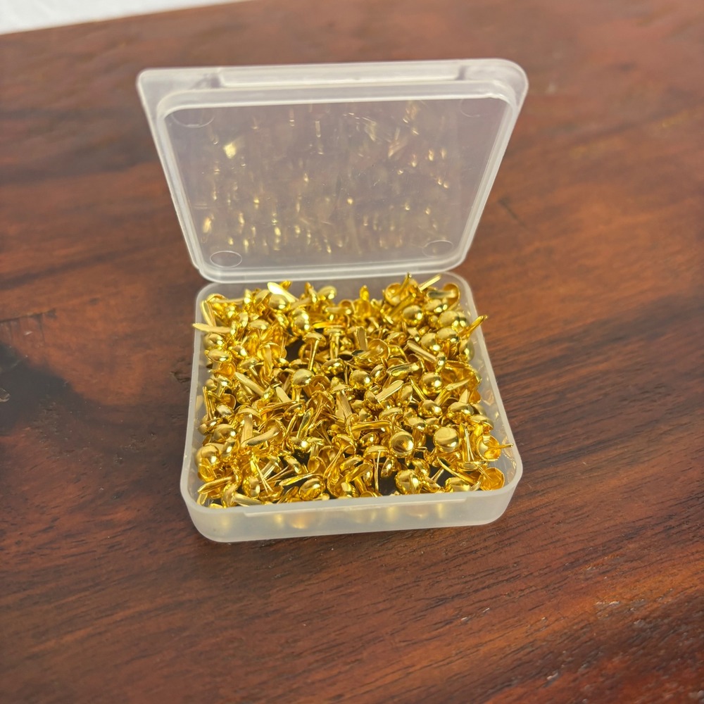 Gold‎ Mini Round Brads Metal Paper Fasteners for Scrapbooking Crafts with Case